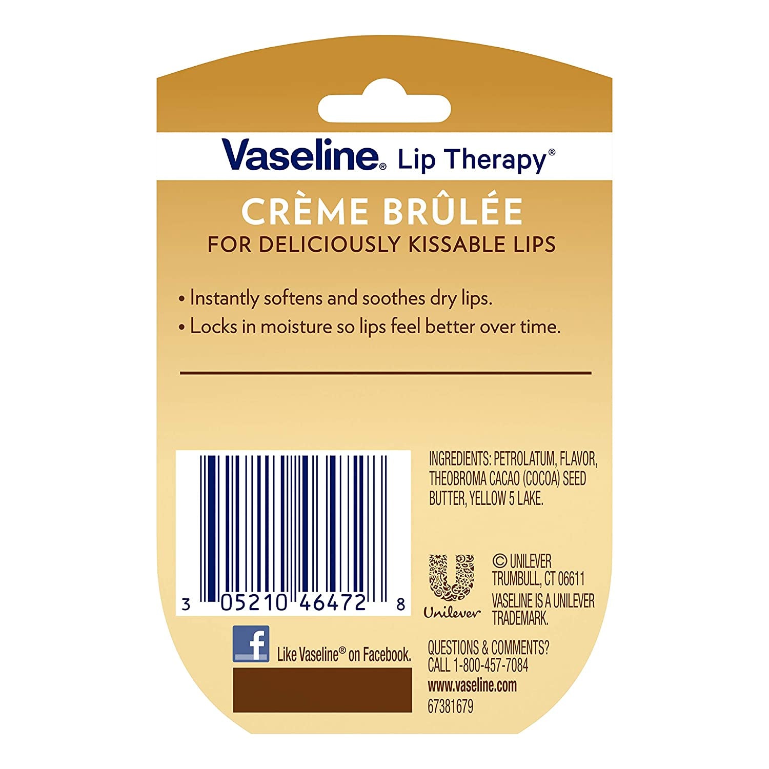 Vaseline Lip Therapy Lip Balm Mini, Creme Brulee, 0.25 Oz