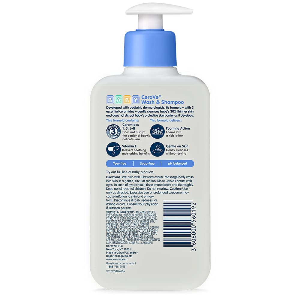 Cerave Baby Wash & Shampoo, 8 Oz