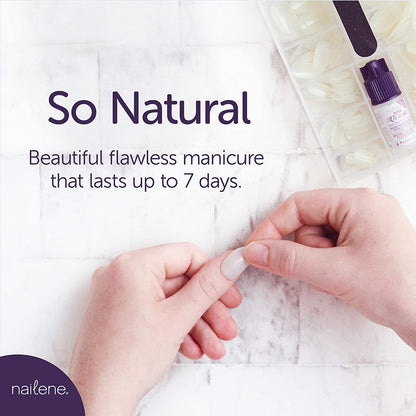 Nailene so Natural Full Cover Active Square 216 Nail Tips with Glue