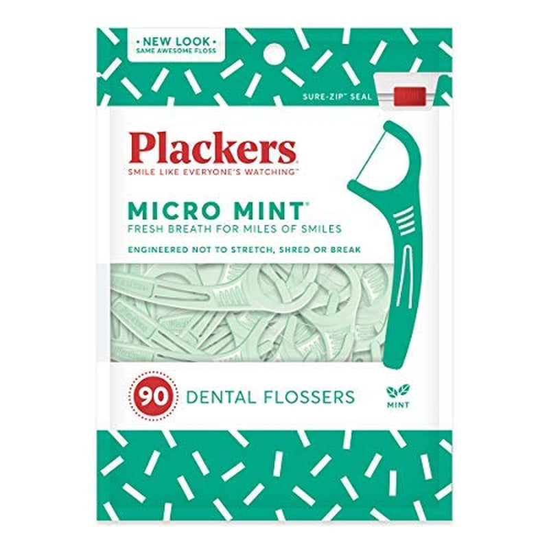 Plackers Micro Mint Dental Flossers, 90 Count (Pack of 3)