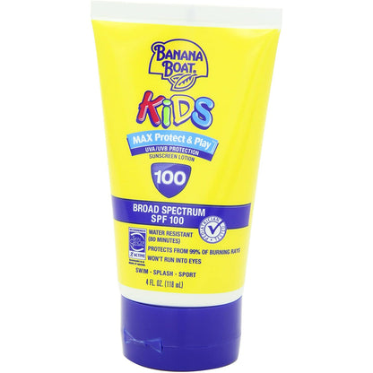 Banana Boat Sunscreen Kids MAX Protect & Play Broad Spectrum Sun Care Sunscreen Lotion - SPF 100, 4 Ounce