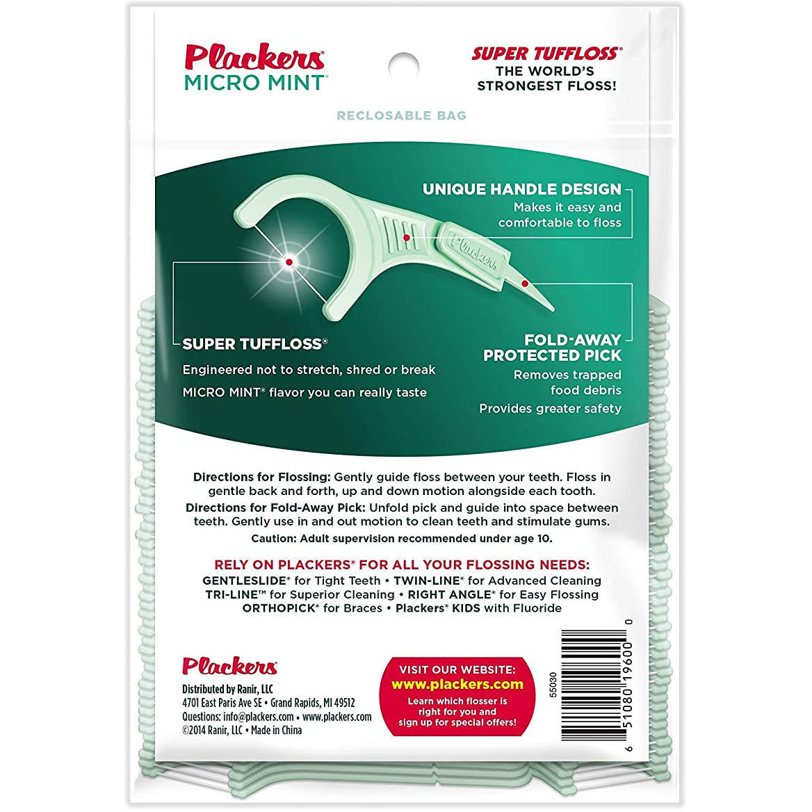 Plackers Micro Mint Dental Flossers, 90 Count (Pack of 3)