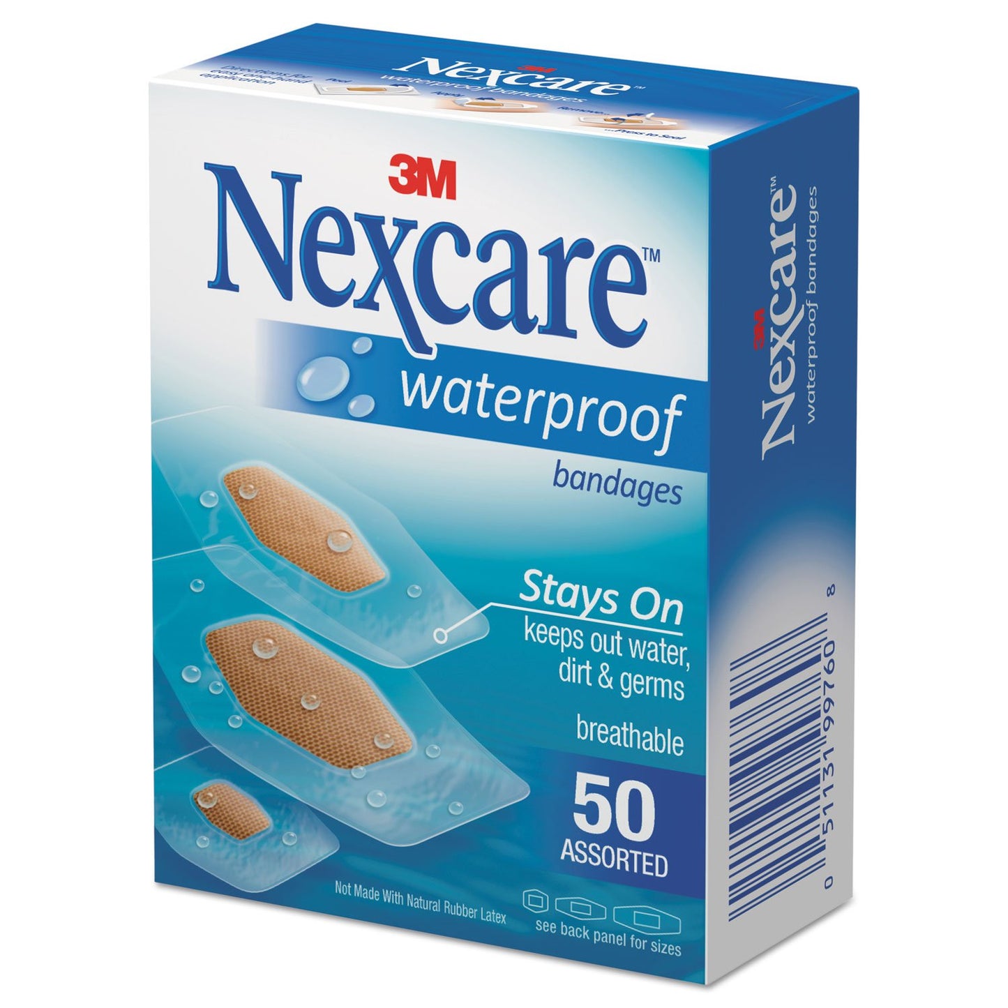 Nexcare Waterproof Bandages 50/Pkg-Assorted Sizes