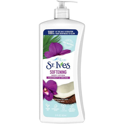 St. Ives Softening Hand & Body Lotion Moisturiser for Dry Skin Coconut & Orchid Made with 100% Natural Moisturisers 21 Oz / 621Ml