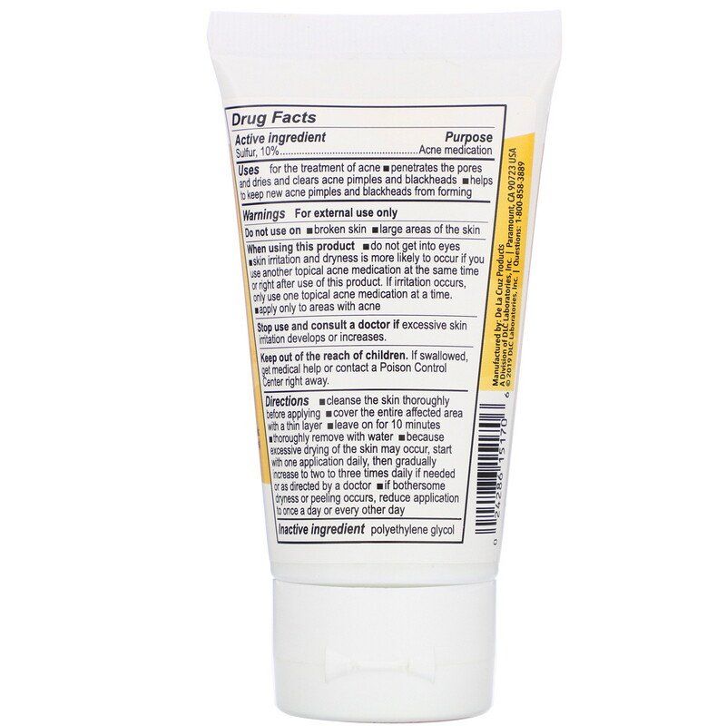 De La Cruz, Ointment, Acne Treatment with 10% Sulfur, Maximum Strength, 2.6 oz (74 g) - USA in UK