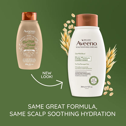 Aveeno Scalp Soothing Oat Milk Blend Conditioner for Daily Moisture and Light Nourishment, Sulfate Free Conditioner, No Dyes or Parabens, 12 Fl. Oz