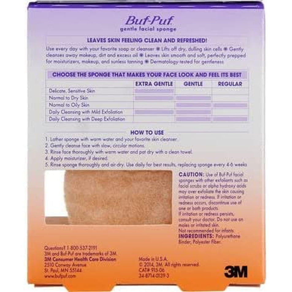 Buf-Puf Gentle Facial Sponge, Dermatologist Developed, Removes Deep down Dirt & Makeup Causes Breakouts and Blackheads, Reusable, Exfoliating, 1 Count