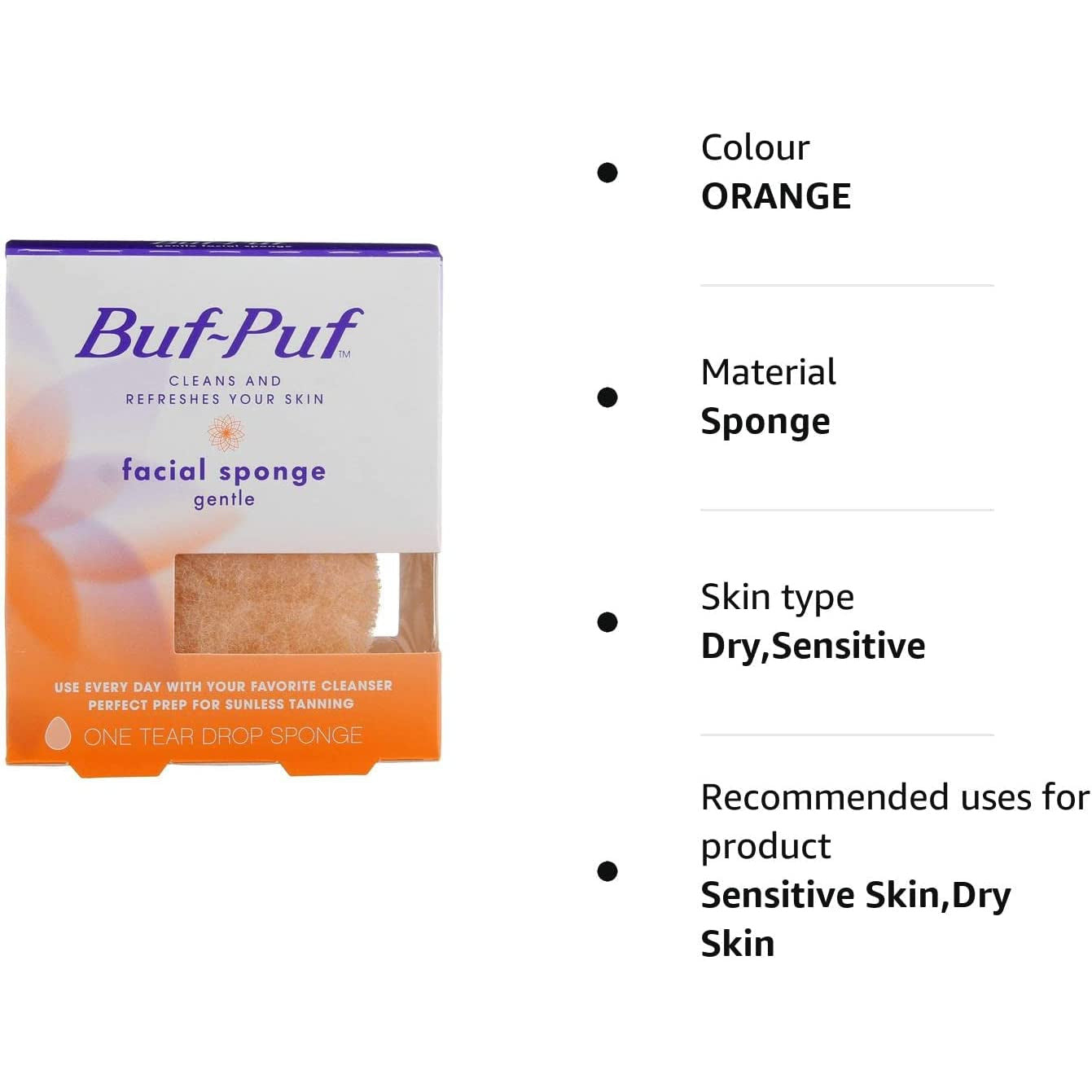 Buf-Puf Gentle Facial Sponge, Dermatologist Developed, Removes Deep down Dirt & Makeup Causes Breakouts and Blackheads, Reusable, Exfoliating, 1 Count