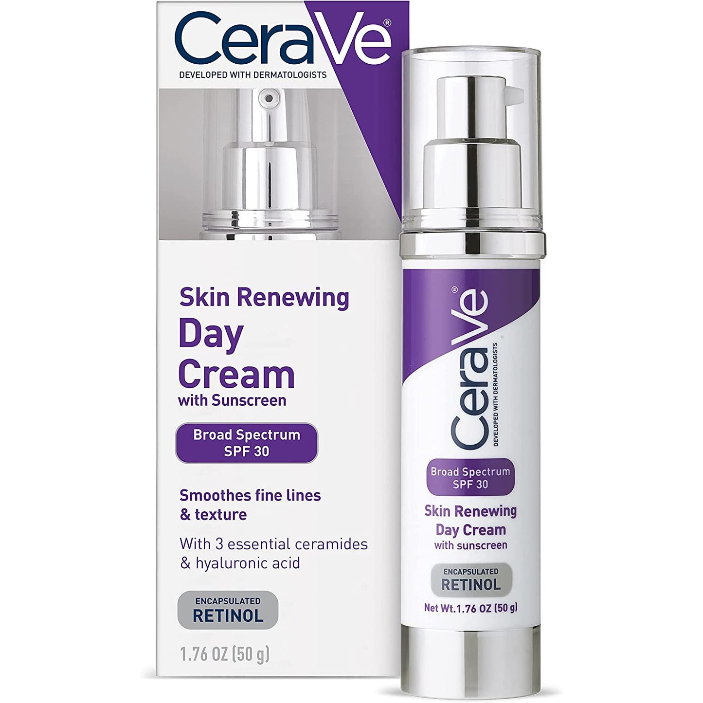 Cerave anti Aging Face Cream with SPF | 1.76 Ounce | anti Wrinkle Retinol Cream and Face Sunscreen | Fragrance Free