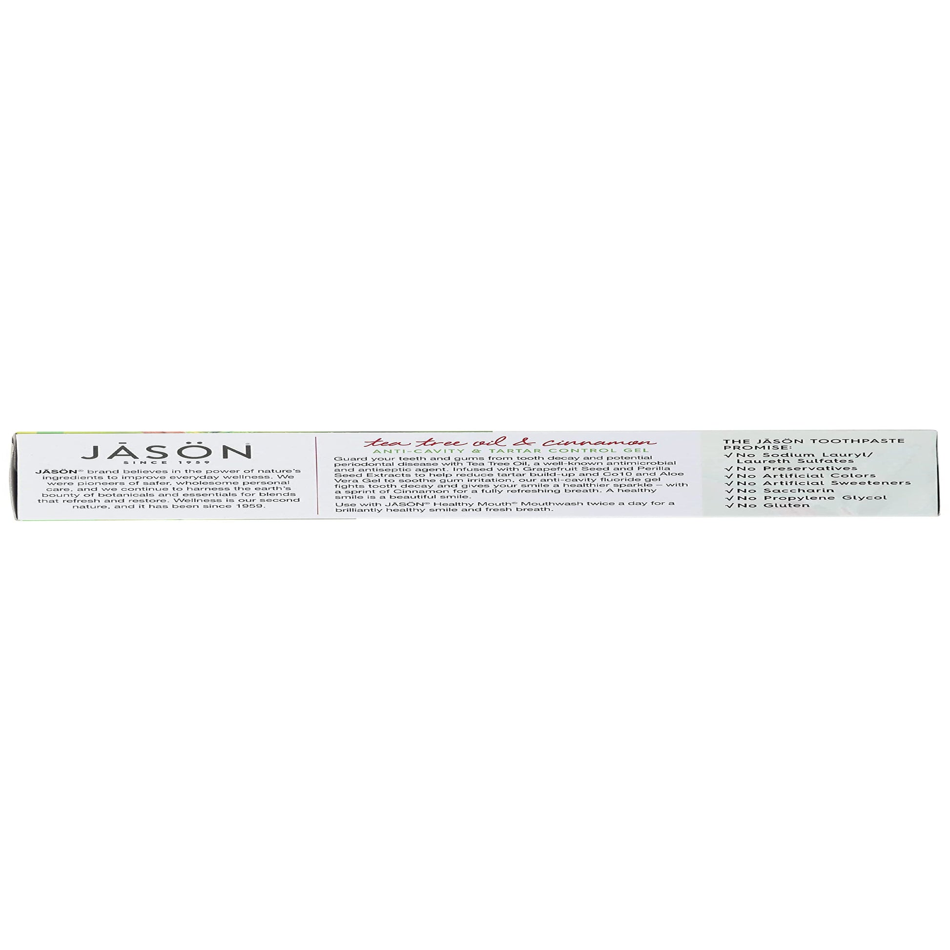 JASON Healthy Mouth Anti-Cavity & Tartar Control Toothpaste Gel, Tee Tree Oil & Cinnamon, 6 Oz. (Packaging May Vary)