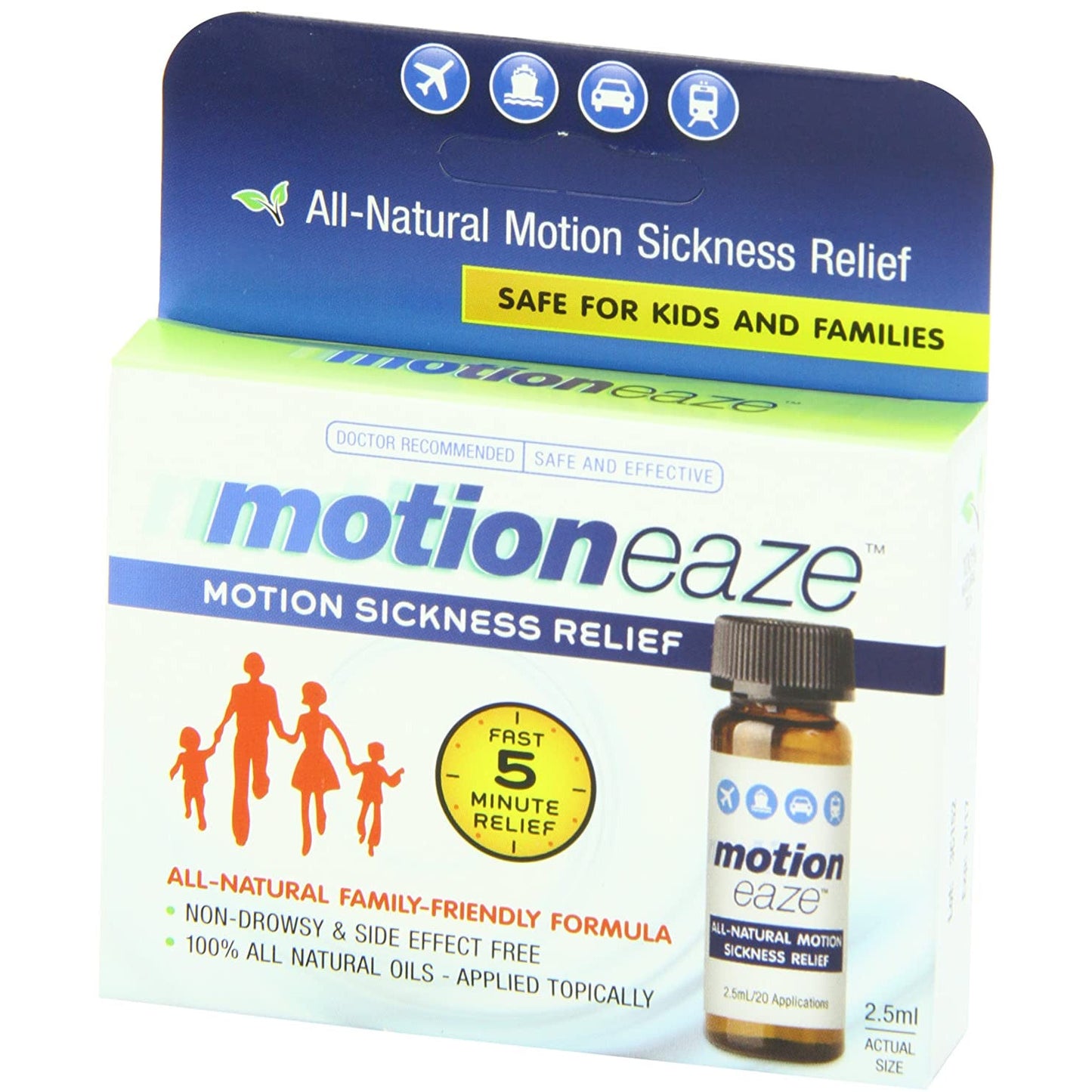 Motioneaze Sickness Relief, All-Natural Topical Liquid, 2.5 Ml