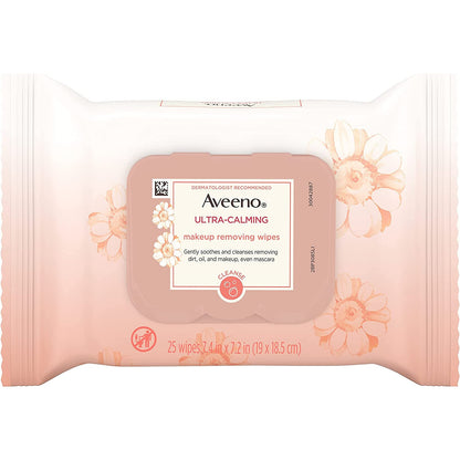 Aveeno Ultra Calming Makeup Removing Wipes, 25 Count