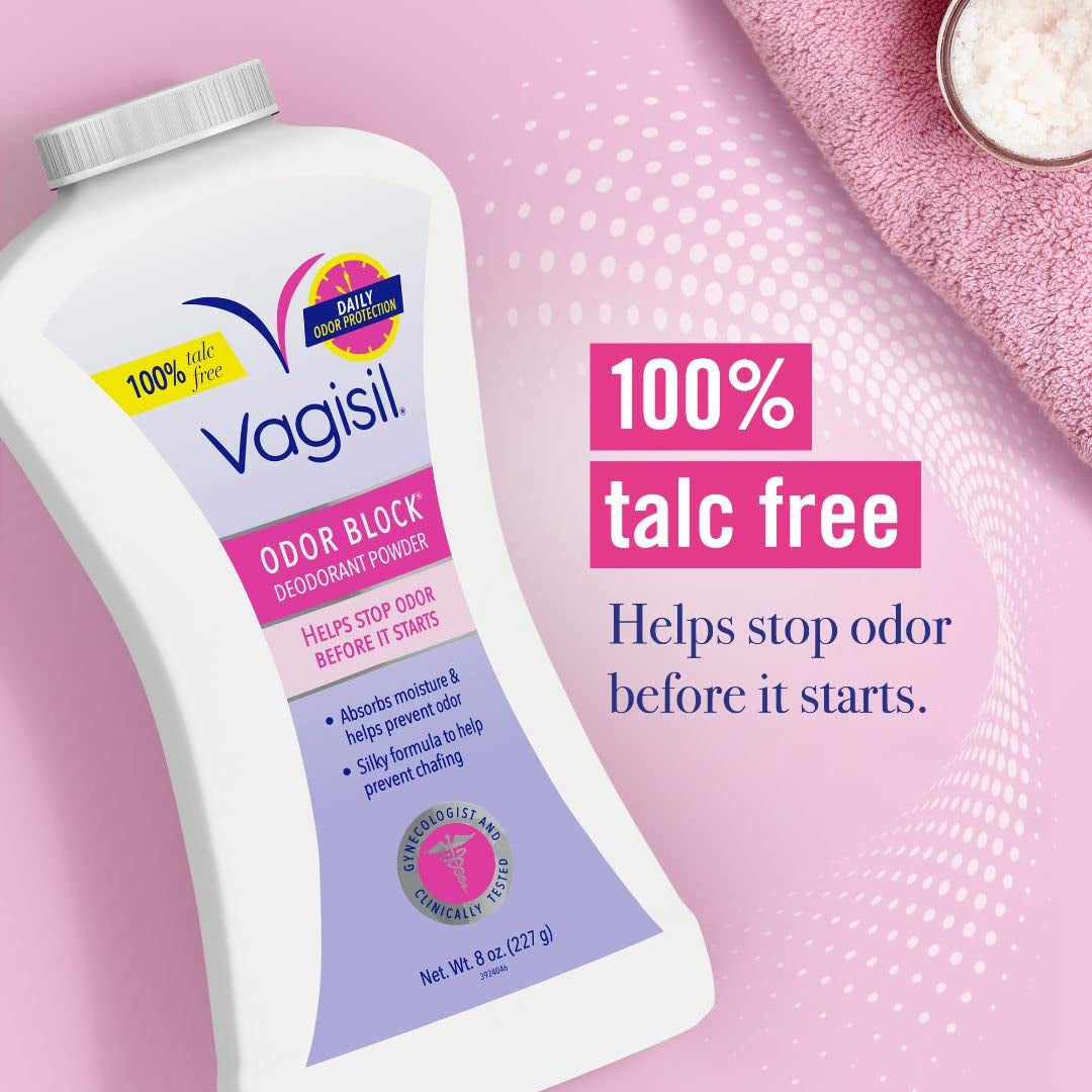 Vagisil Odor Block Deodorant Powder, Talc-Free, 8 Ounce