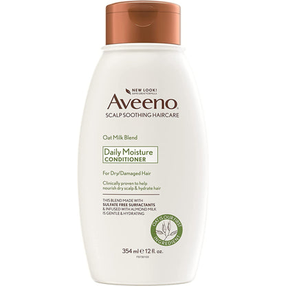 Aveeno Scalp Soothing Oat Milk Blend Conditioner for Daily Moisture and Light Nourishment, Sulfate Free Conditioner, No Dyes or Parabens, 12 Fl. Oz