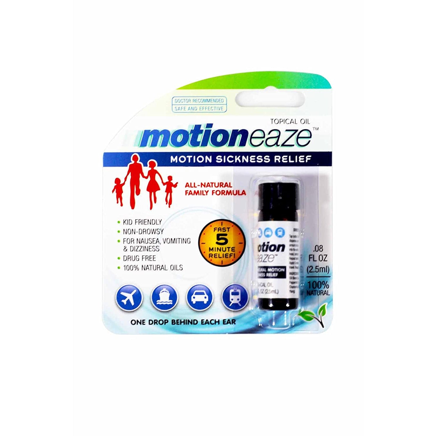 Motioneaze Sickness Relief, All-Natural Topical Liquid, 2.5 Ml