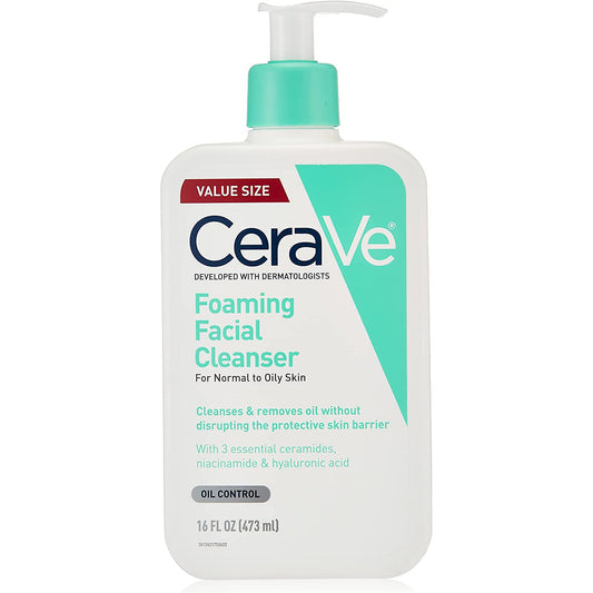 Cerave Foaming Cleanser 16 Oz for Daily Face Washing, Normal to Oily Skin