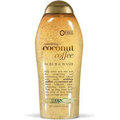 OGX Coffee Scrub and Wash, Coconut 19.5 Fl Oz