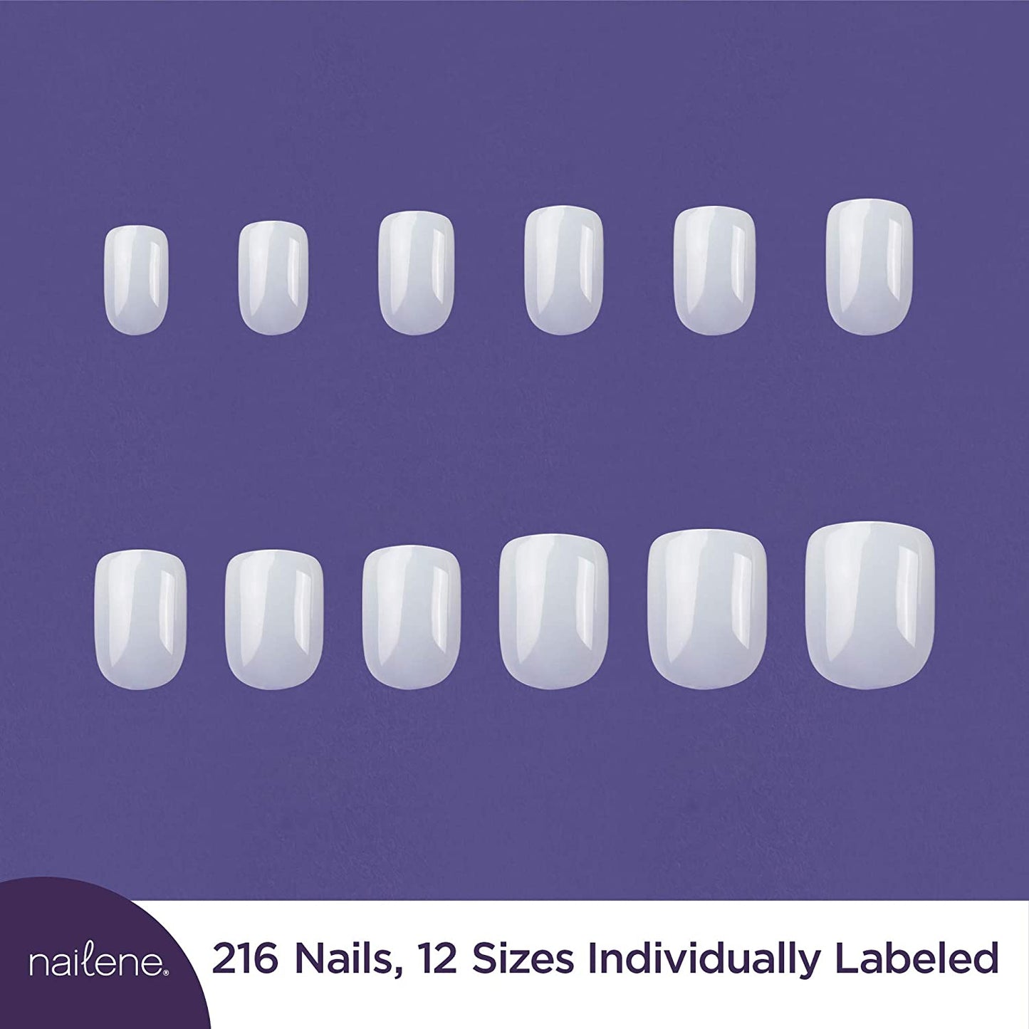 Nailene so Natural Full Cover Active Square 216 Nail Tips with Glue