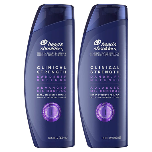 Head & Shoulders Clinical Strength Dandruff Shampoo Twin Pack, Advanced Oil Control with Refreshing Citrus, 13.5 Oz Each