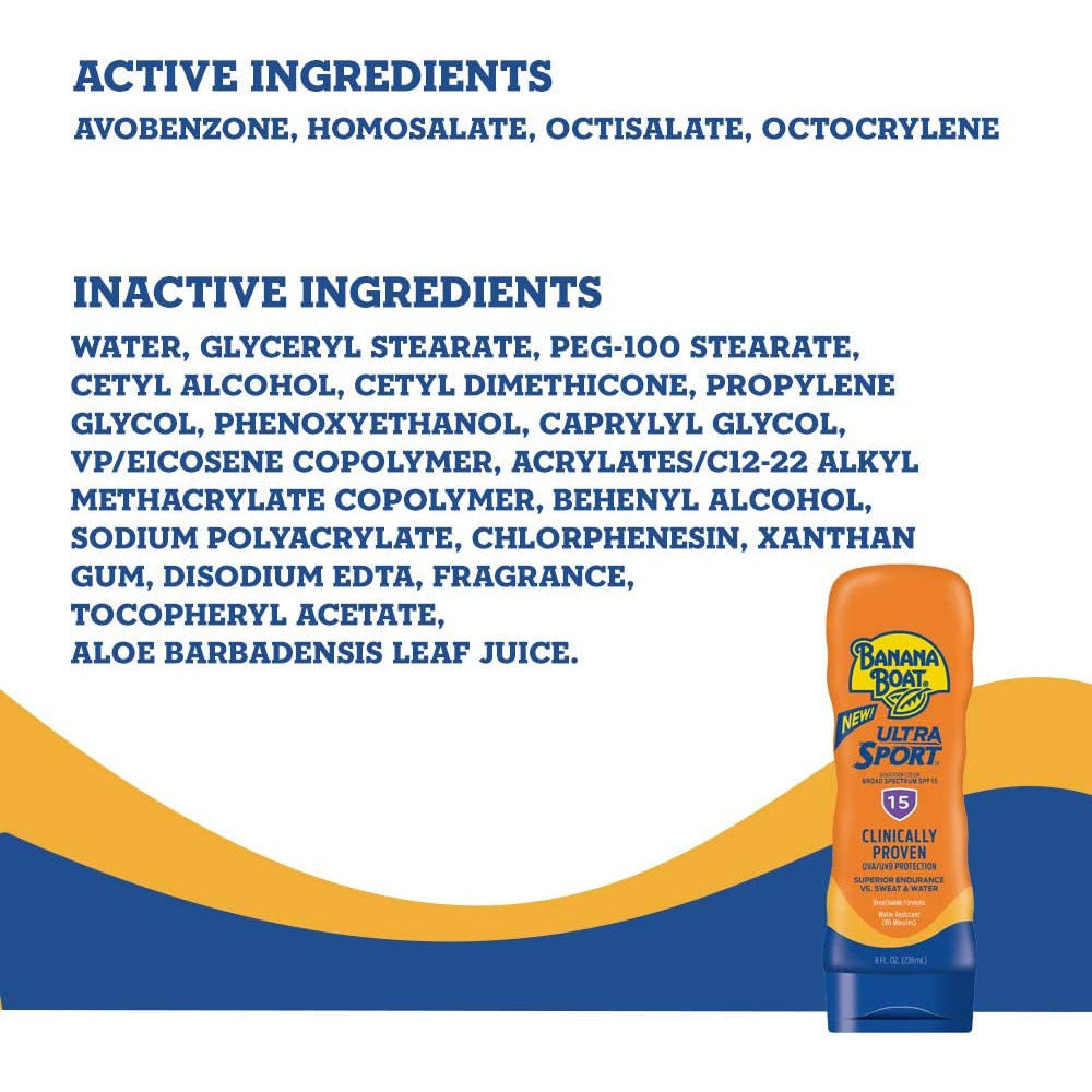 Banana Boat Sunscreen Sport Performance Broad Spectrum Sun Care Sunscreen Lotion - SPF 15, 8 Ounce by Banana Boat