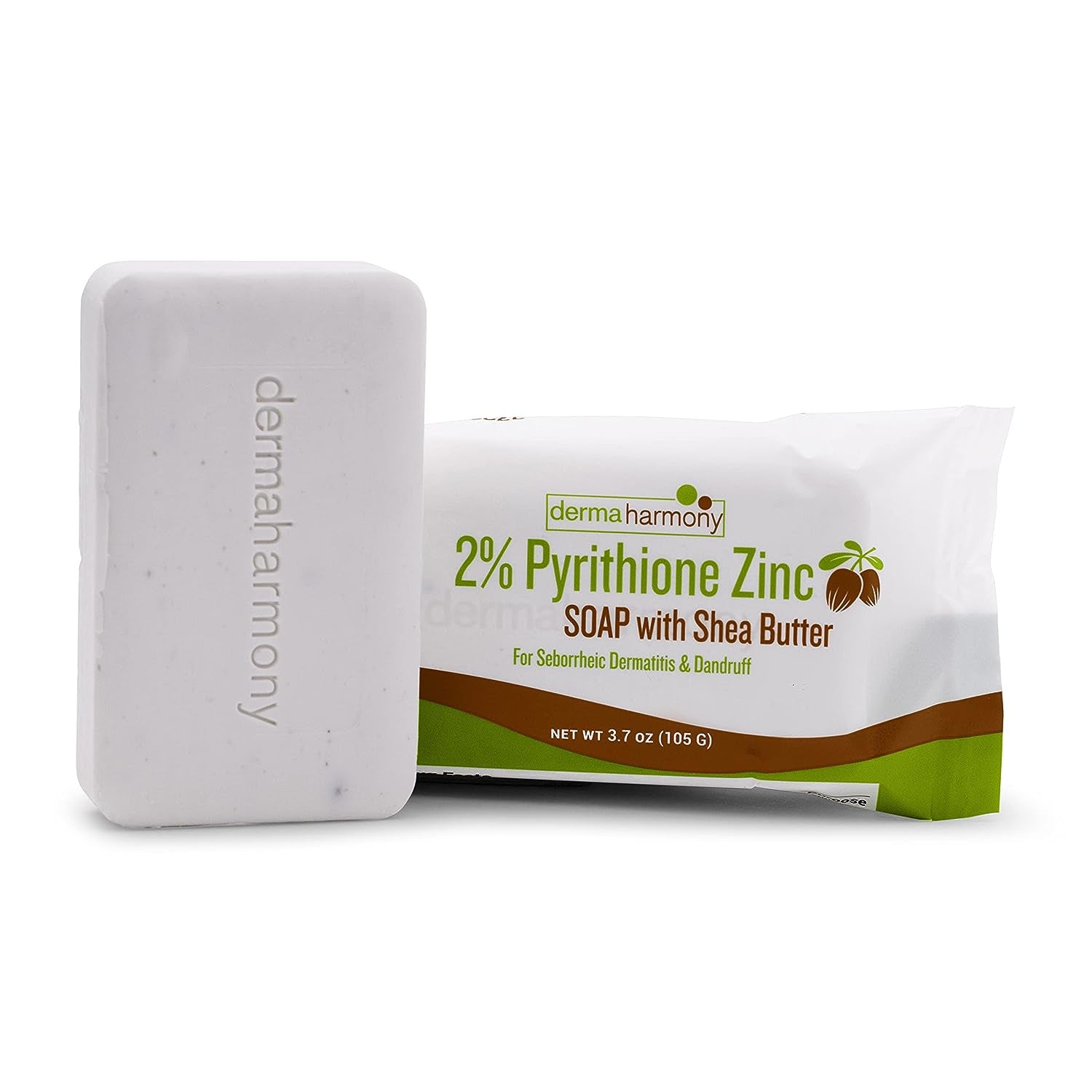 Dermaharmony 2% Pyrithione Zinc Shea Butter Bar Soap 4 Oz for Seborrheic Dermatitis and Dandruff (4 Oz)