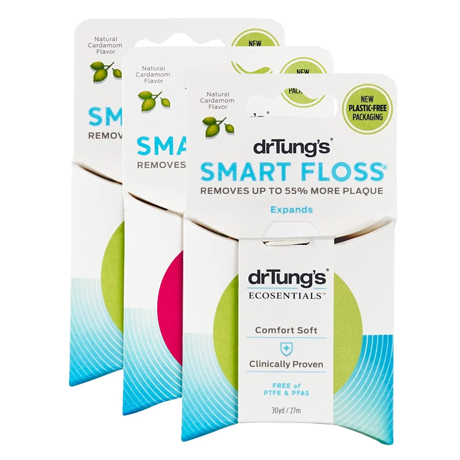 Dr. Tung'S Smart Floss, 30 Yds, Natural Cardamom Flavor 1 Ea Colors May Vary (Pack of 3)