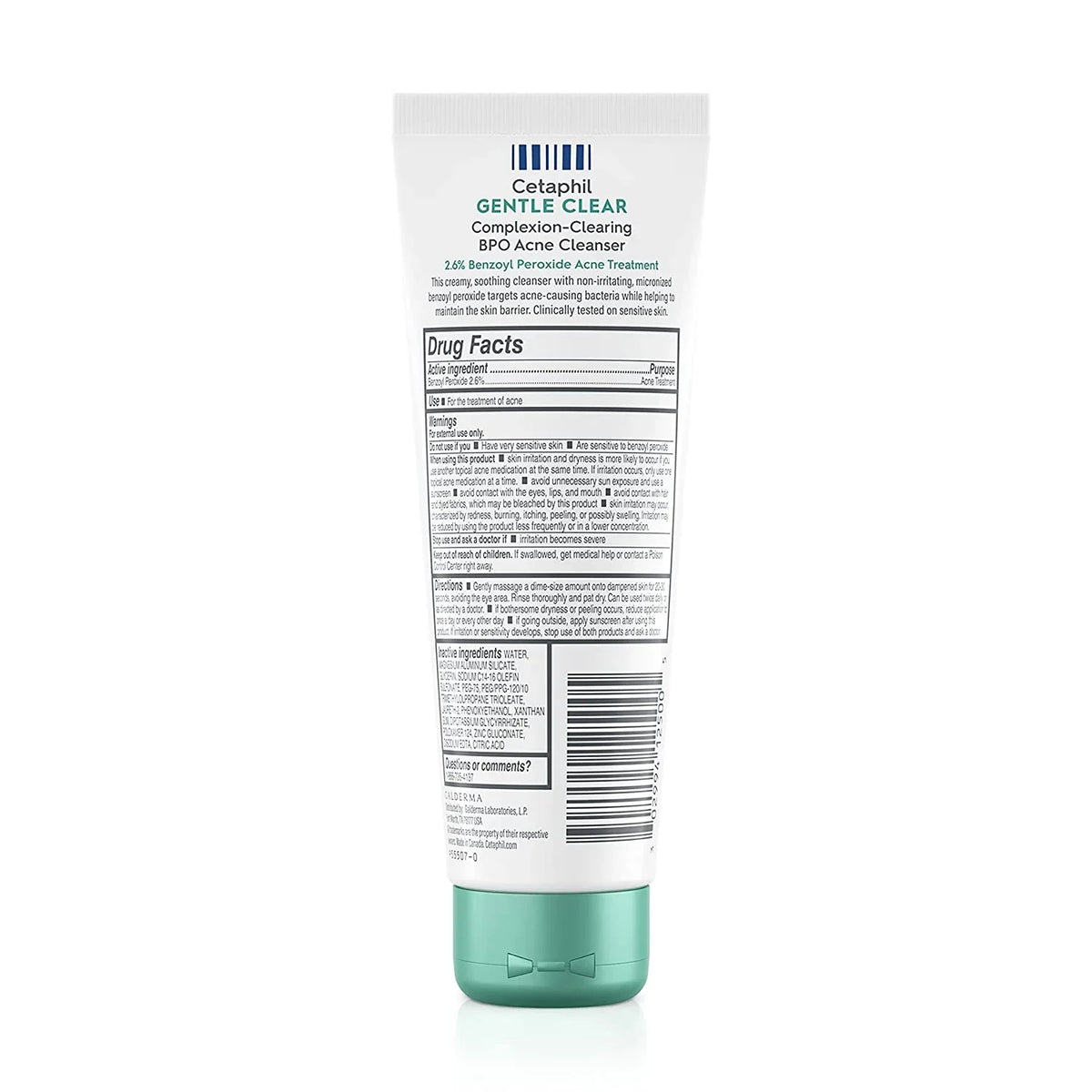 Cetaphil Gentle Clear Acne Cleanser — rear packaging and label details