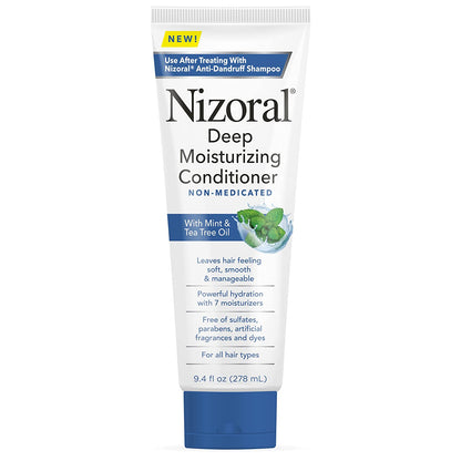 Nizoral Deep Moisturizing Conditioner with Mint & Tea Tree Oil for All Hair Types - Free of Sulfates, 9.4 oz