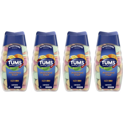 Tums Antacid/Calcium Supplement Tablets, Ultra 1000, Assorted Fruit, Value Size 160-Count (Pack of 4)