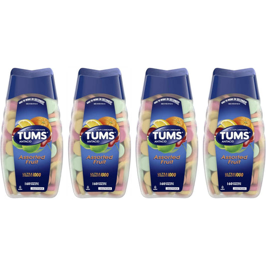 Tums Antacid/Calcium Supplement Tablets, Ultra 1000, Assorted Fruit, Value Size 160-Count (Pack of 4)