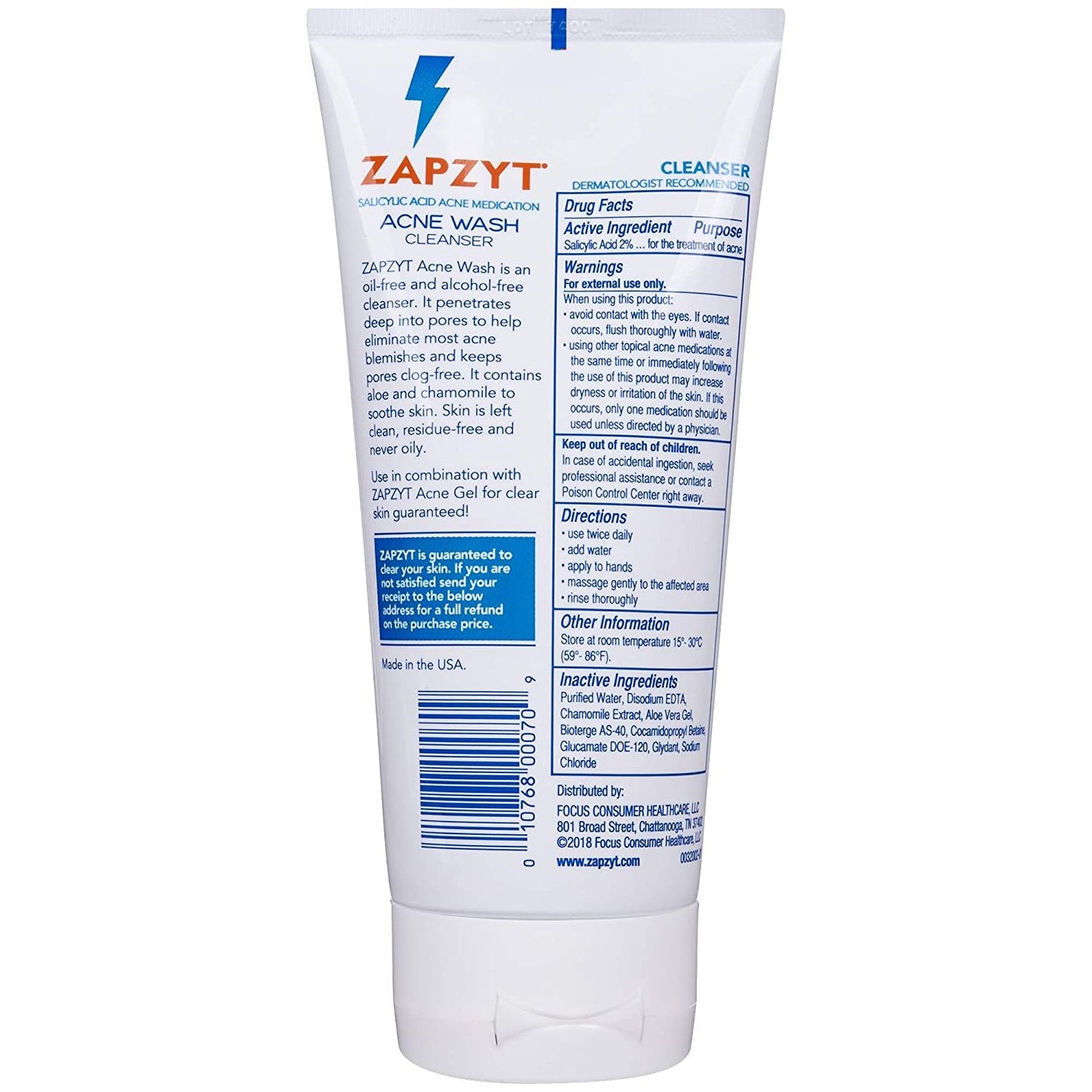 ZAPZYT Acne Wash with Soothing Aloe & Chamomile 6.25 oz (188.5 g) - USA in UK