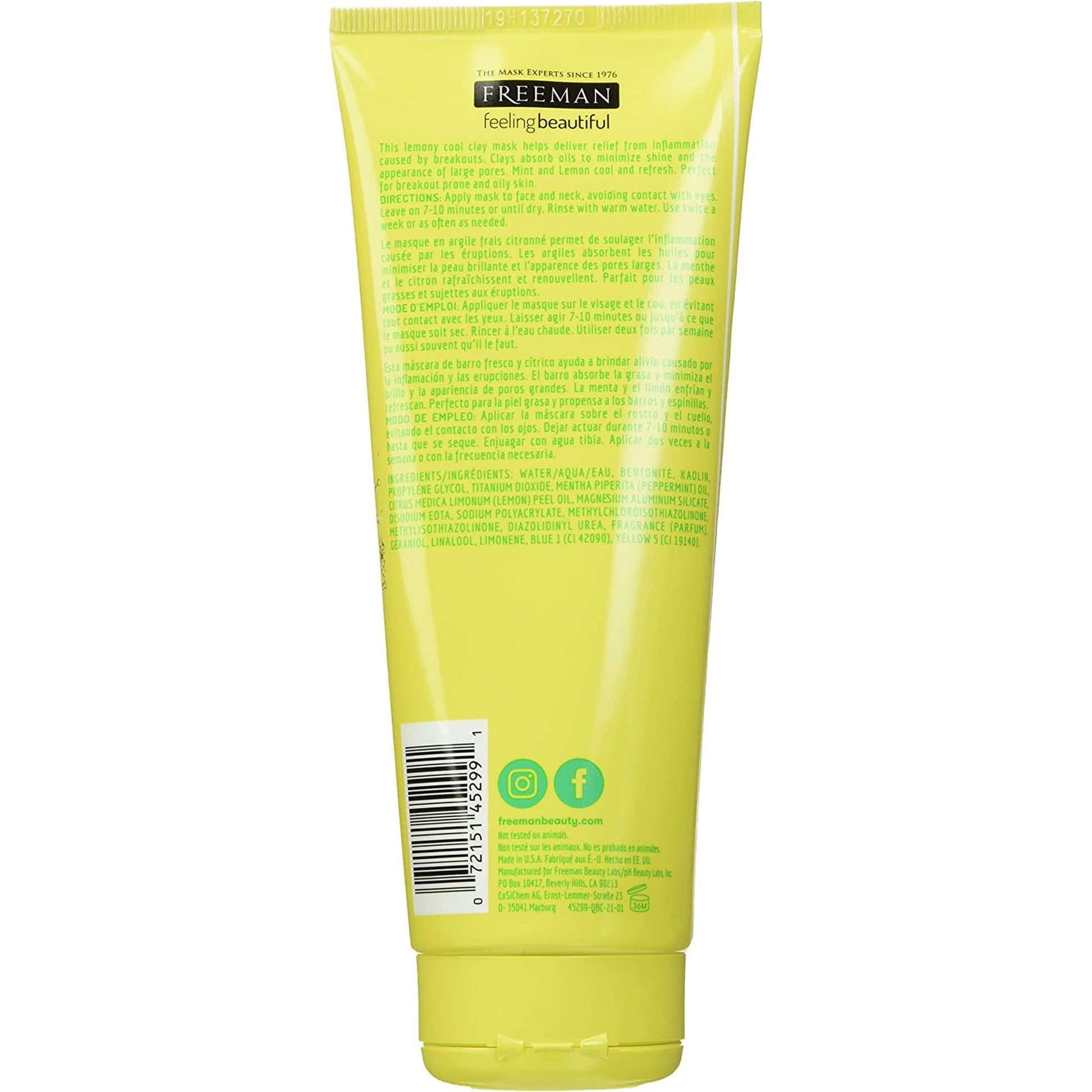 Freeman Feeling Beautiful Mint and Lemon Clay Mask 175 Millilitres