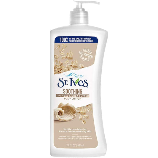 ST. Ives Soothing Hand and Body Lotion Moisturiser for Dry Skin Oatmeal and Shea Butter Made with 100 Percent Natural Moisturisers 21 Oz, 621Ml