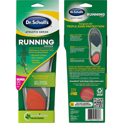 Dr. Scholl'S Athletic Series Running Insoles for Women, 1 Pair, Size 5.5-9