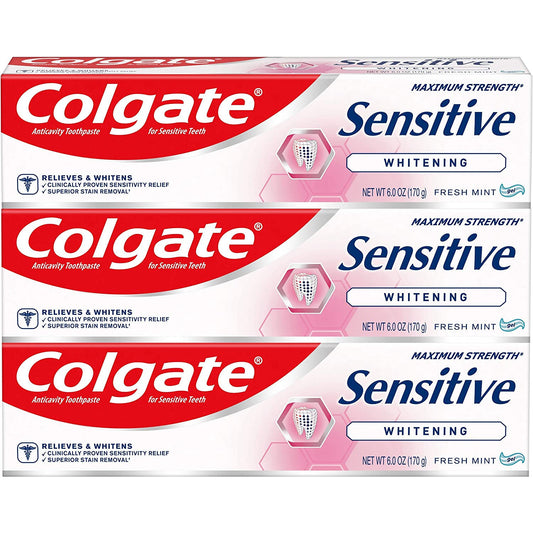 Colgate Sensitive Maximum Strength Whitening Toothpaste - 6 Ounce (3 Pack)