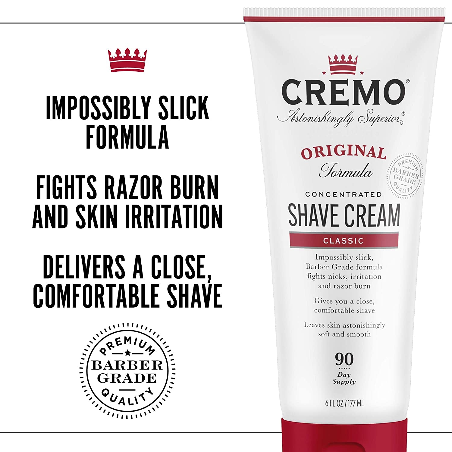 Cremo Original Shave Cream, Astonishingly Superior Smooth Shaving Cream Fights Nicks, Cuts and Razor Burn, 6 Ounces