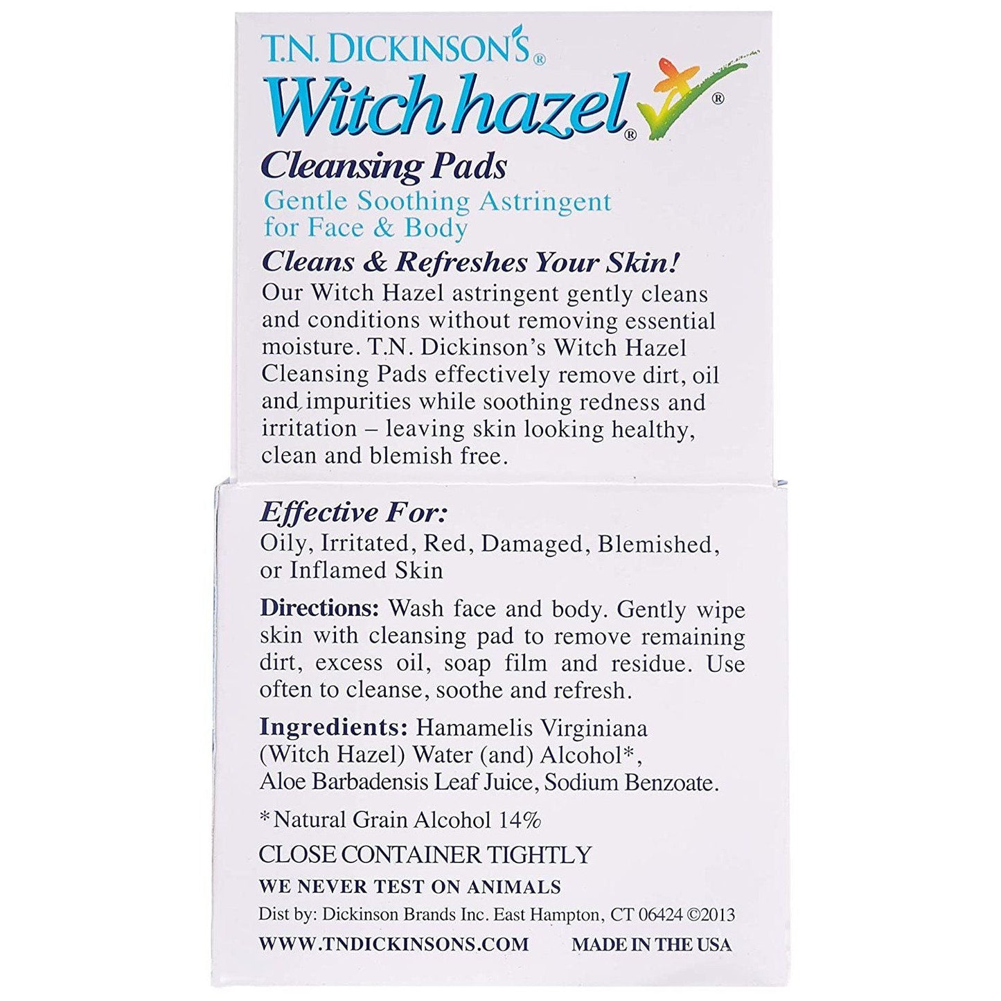 T.N. Dickinson's Witch Hazel Cleansing Pads - USA in UK