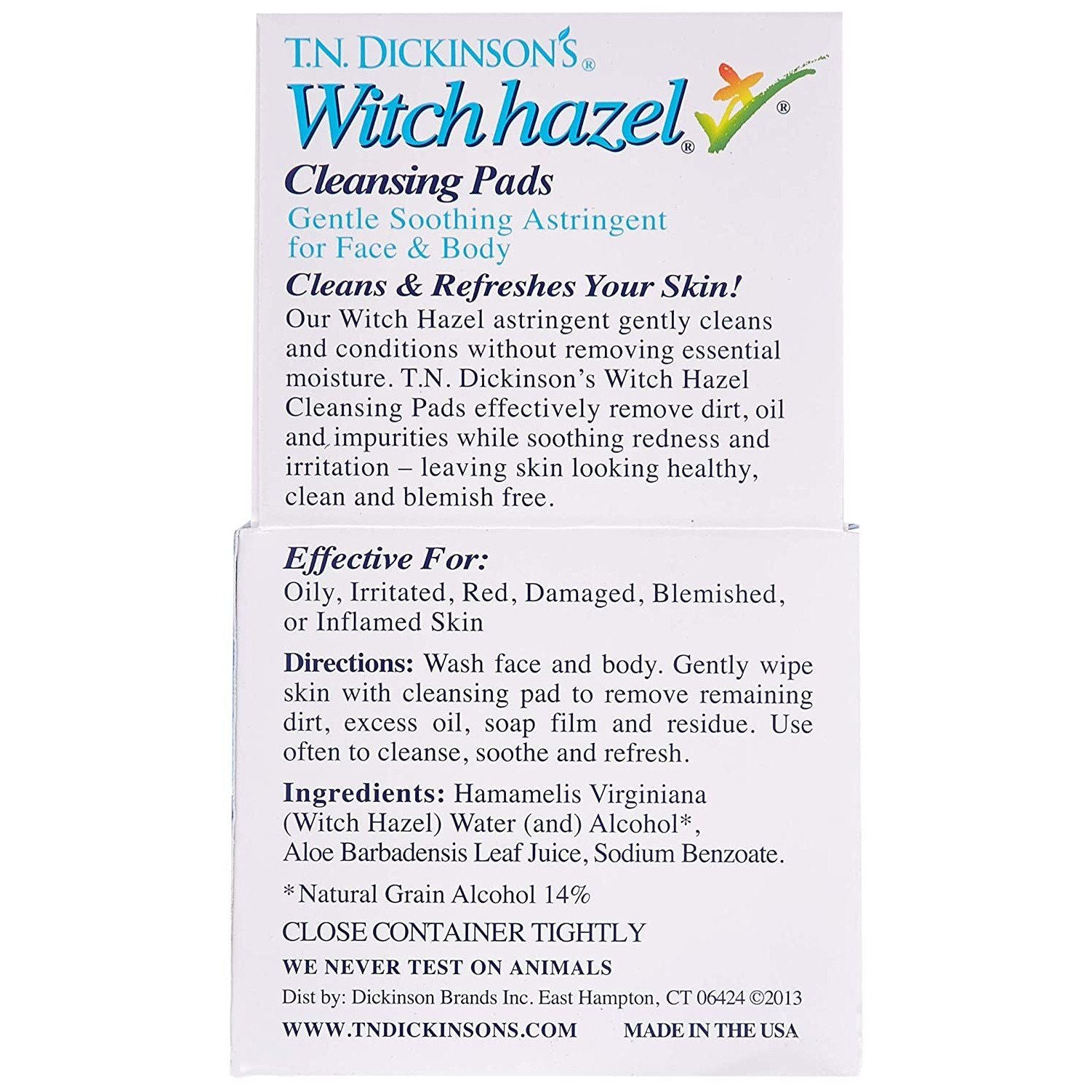 T.N. Dickinson's Witch Hazel Cleansing Pads - USA in UK