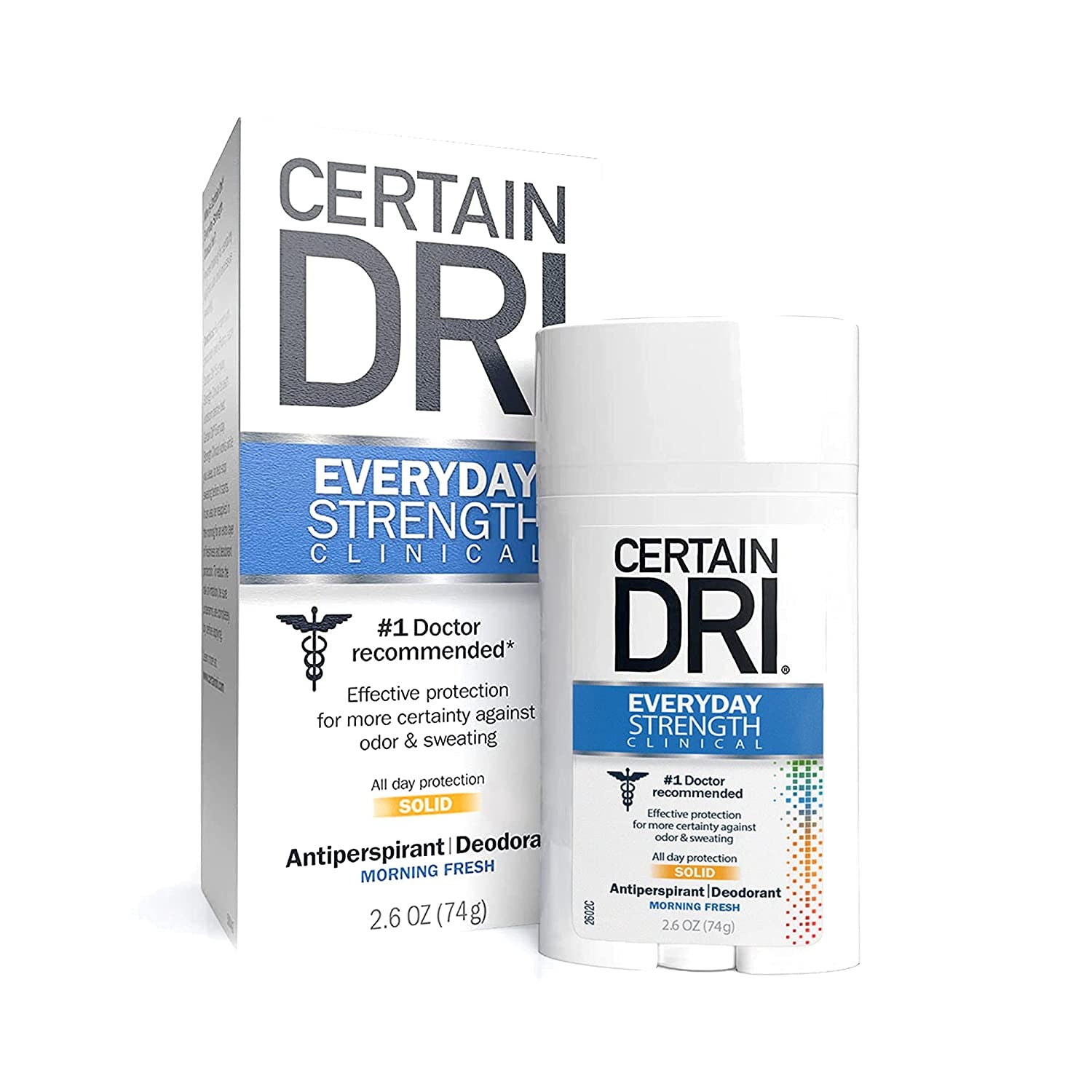 Certain Dri Antiperspirant Deodorant | Everyday Strength Clinical | All Day Protection against Odor and Sweating | Solid | 2.6 Oz.