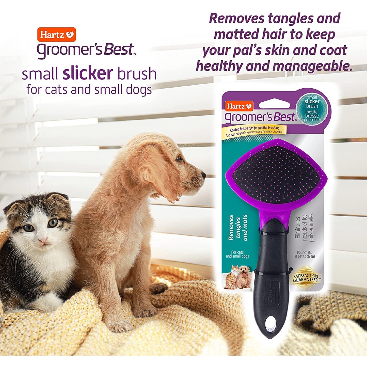 HARTZ, Groomer'S Best Small Slicker Brush for Cats and Small Dogs, Black/Violet, 1 Count