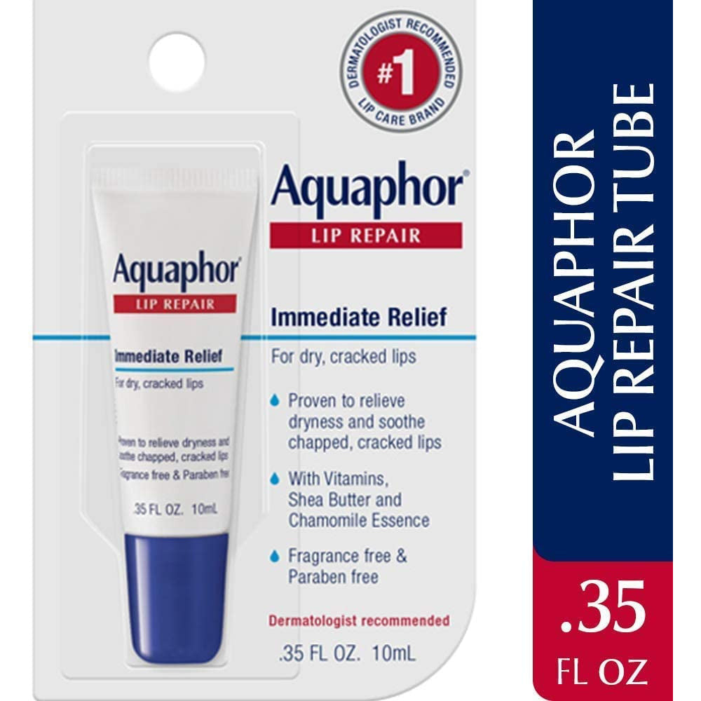 Aquaphor Lip Repair Ointment - Long-Lasting Moisture to Soothe Dry Chapped Lips - .35 Fl. Oz. Tube