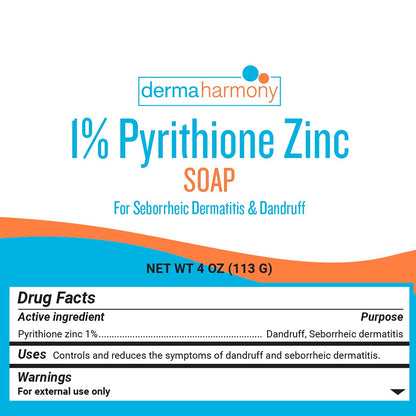 Dermaharmony 1% Pyrithione Zinc (Znp) Bar Soap 4 Oz - Crafted for Those with Skin Conditions - Seborrheic Dermatitis, Dandruff, Psoriasis, Eczema, Etc.