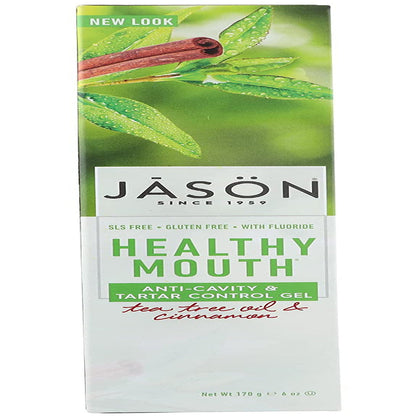 JASON Healthy Mouth Anti-Cavity & Tartar Control Toothpaste Gel, Tee Tree Oil & Cinnamon, 6 Oz. (Packaging May Vary)