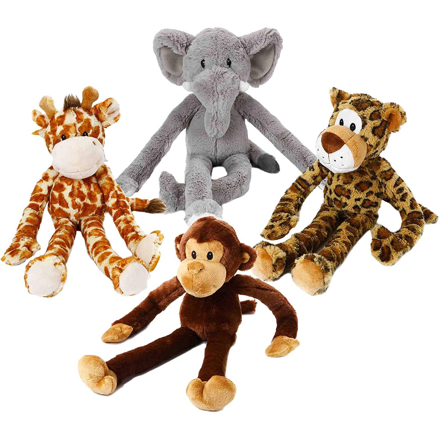 MULTIPET Swingin Safari Monkey Large Plush Dog Toy with Extra Long Arms and Legs with Squeakers, Brown, 22-Inch