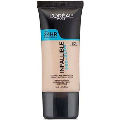 L'Oréal Paris Infallible Pro Glow Longwear Foundation, 201 Classic Ivory, 30 Ml (Amazon Exclusive)