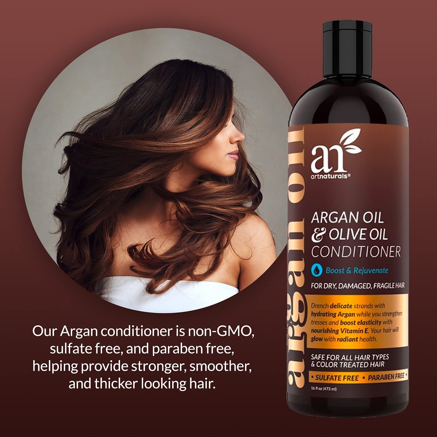 Artnaturals Argan-Oil Conditioner for Hair-Regrowth - (16 Fl Oz / 473Ml) - Sulfate Free - Treatment for Hair Loss and Thinning - Growth Product for Men & Women - Infused with Biotin