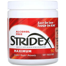 Stridex Maximum Strength Acne Control Pads 2% Salicylic Acid Alcohol Free 90 Pads