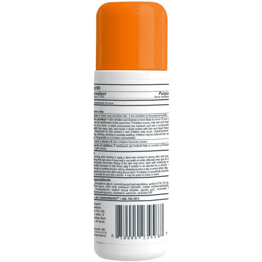 AcneFree Oil Free Acne Cleanser — rear packaging and label details