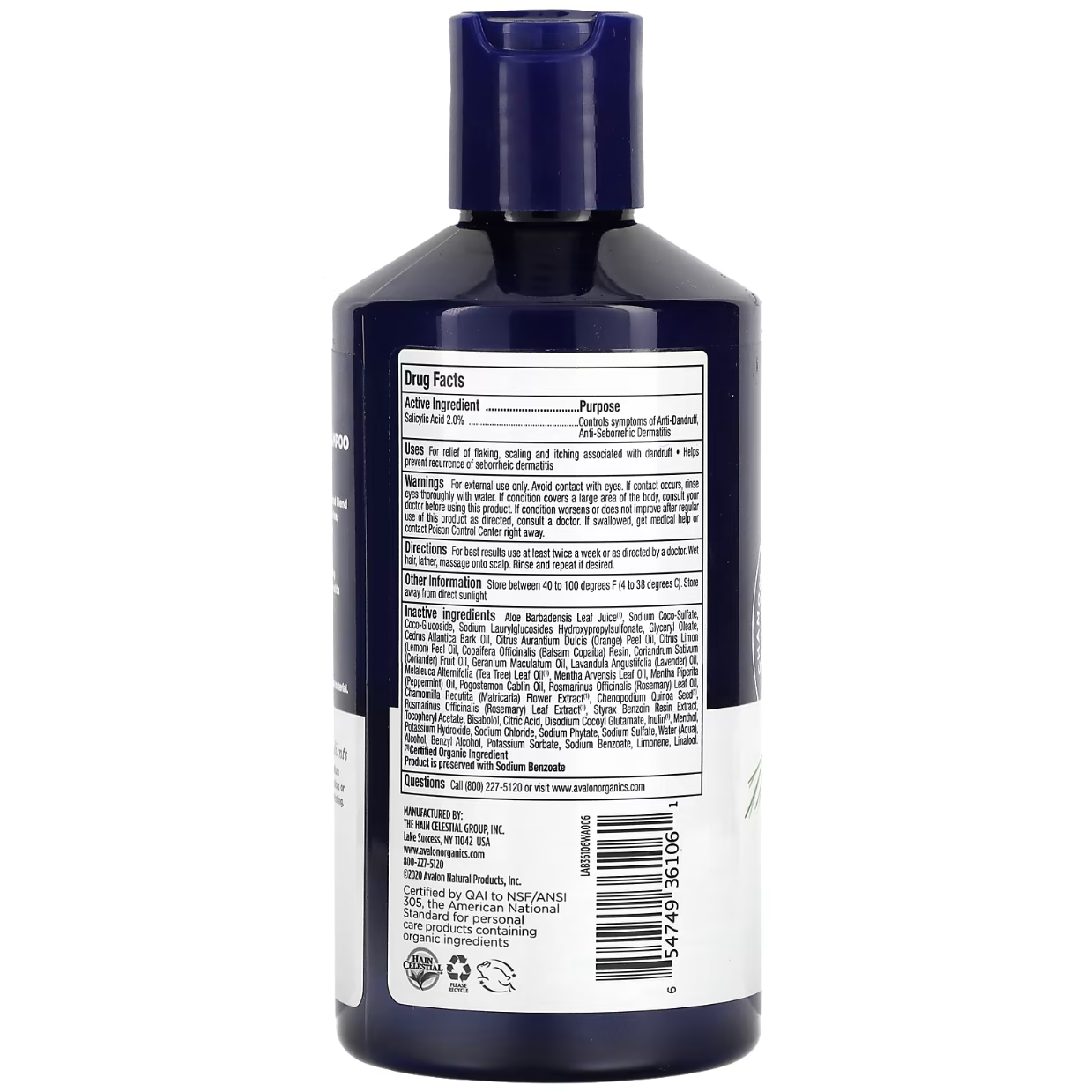 Avalon Organics, Anti-Dandruff Shampoo, 14 fl oz (414 ml)