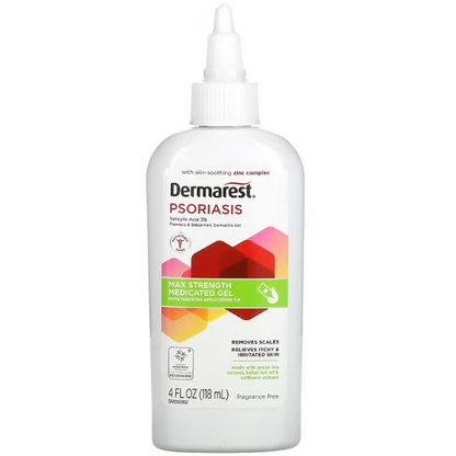 Dermarest, Psoriasis, Maximum Strength Medicated Gel, Fragrance Free, 4 fl oz (118 ml)